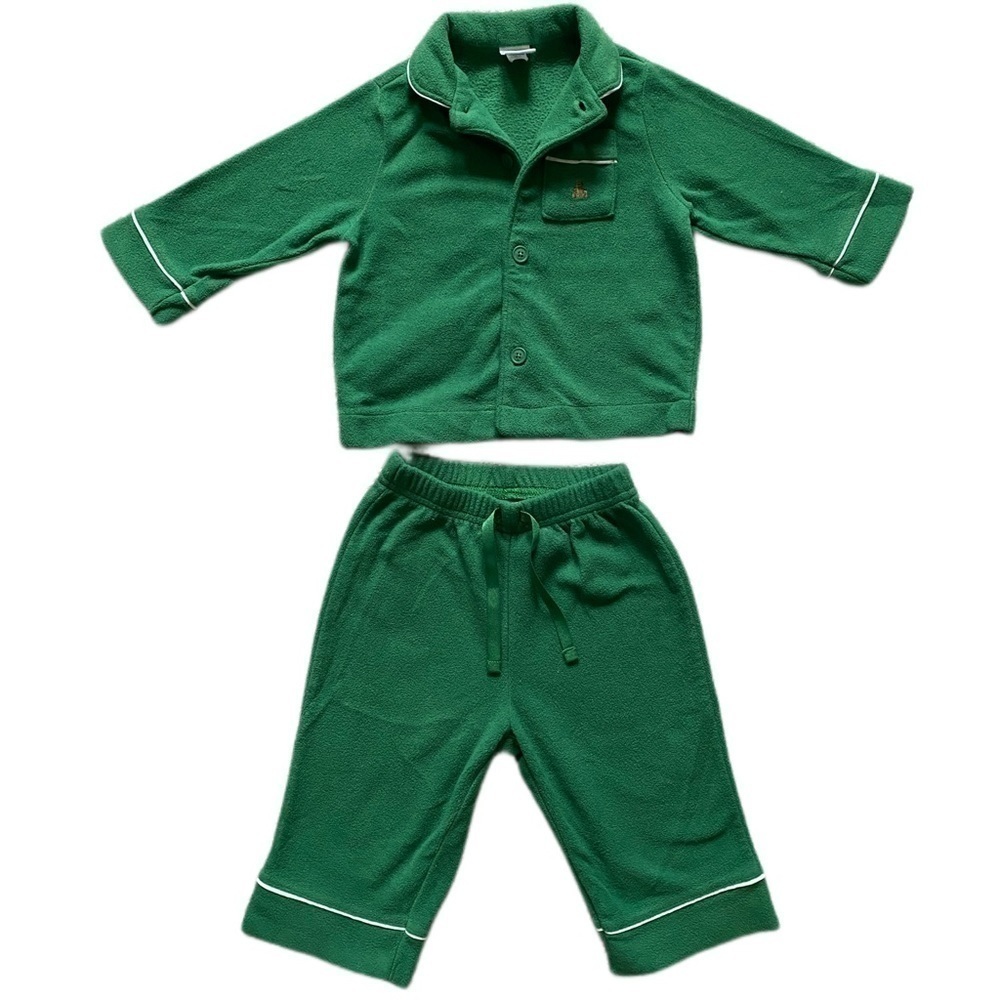 BABY GAP Flannel Collared Button down Shirt Pajama Set 2 Pairs Size 6-12 mnths - Picture 2 of 12